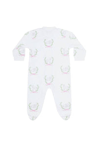 Nellapima - Pink Lamb Print Zipper Footie: Pink / 6 - 9M - Nenes Lullaby Boutique Inc