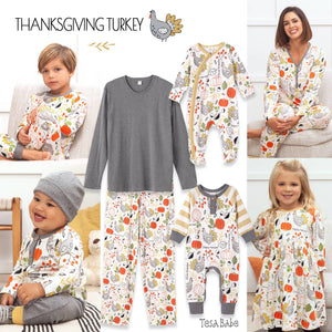 Baby's Thanksgiving Turkey Bamboo Romper: 3-6M