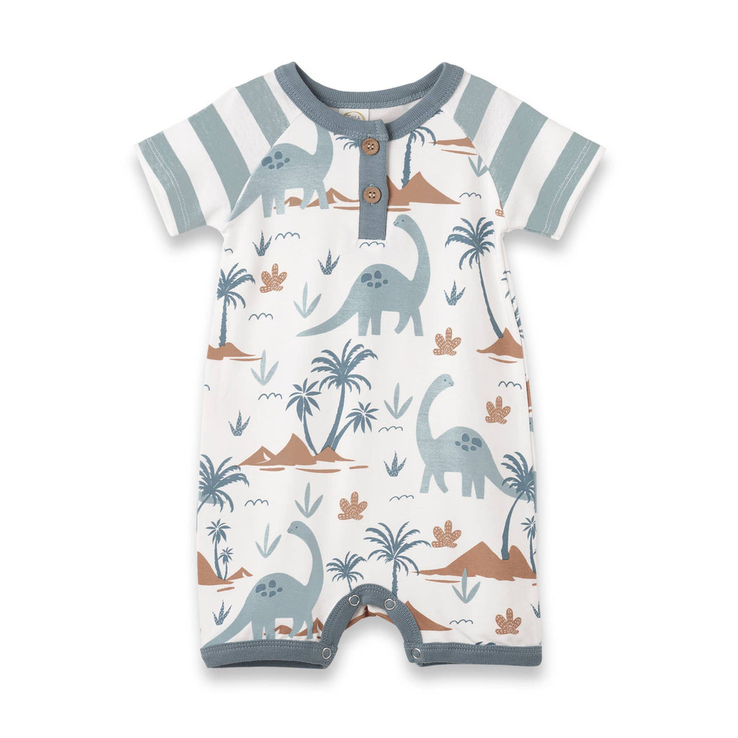 Baby Boy's Dino Isle Bamboo Shortie Romper: 9-12M