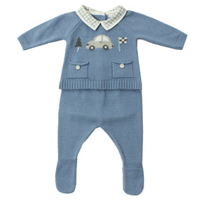 DK171 INDIGO  two piece infant boy knit set
