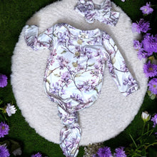 Load image into Gallery viewer, Baby in Styles - Dainty purple pastel flowers knotted gown and headband set - Nenes Lullaby Boutique Inc