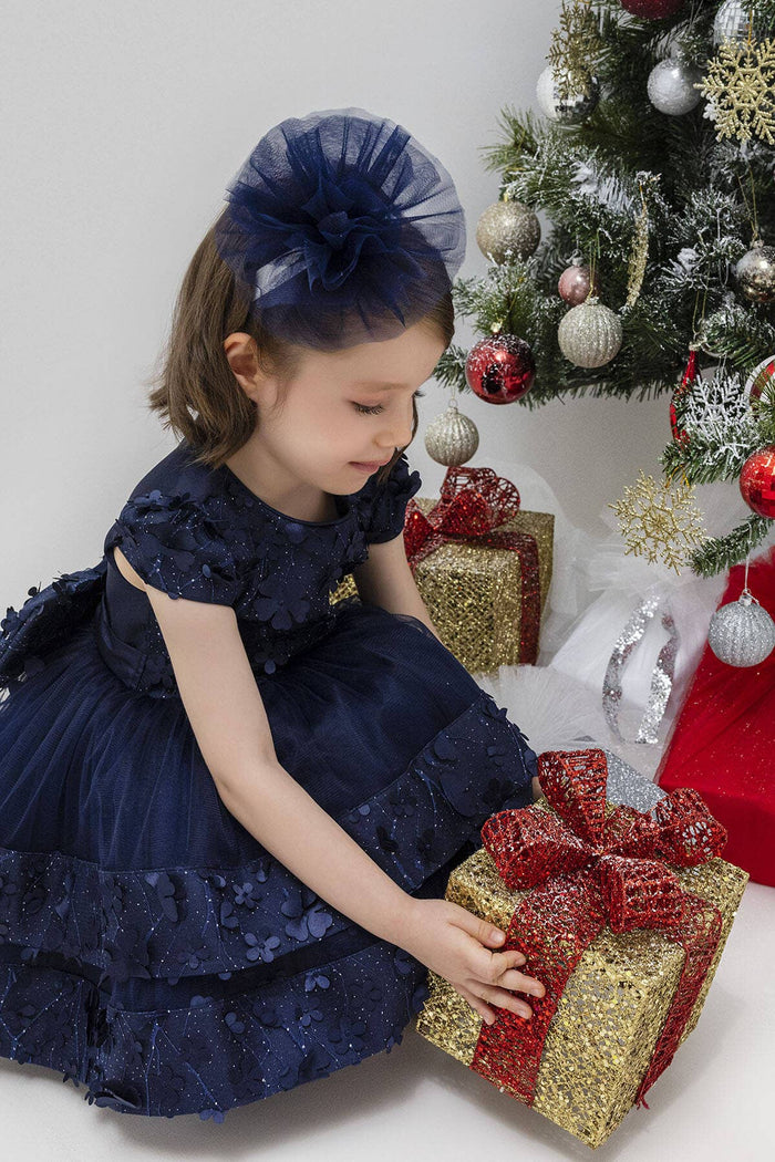 Pamina Kids - Navy Layered Skirted Girls Dress 6-24 Month 34140pr: 6 Month