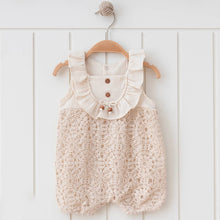 Load image into Gallery viewer, 100% Cotton Muslin Natural Lace, Bead Designed Romper: White / 3-6M