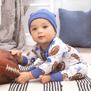 Baby Boy's Game Day Football Bamboo Romper: 6-9M