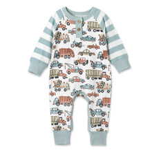 Load image into Gallery viewer, Baby Boy&#39;s Let&#39;s Ride Bamboo Henley Romper: 9-12M