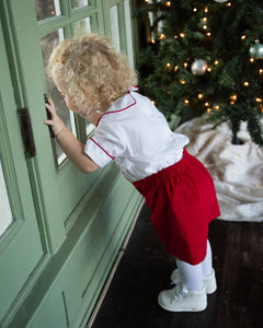 Marco and Lizzy - Boy's 'Red Christmas" Corduroy Boy Short: 24M