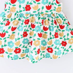 2pcs Floral Print Bowknot Sleeveless Baby Dress: 12-18 Months / Pink