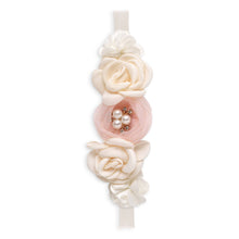 Load image into Gallery viewer, Tesa Babe - Girl's Headband with Faux Flowers  &amp; Pearls: Ivory/Beige / 1S