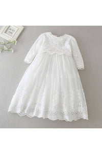 Julius Berger & Carriage Boutique - Long Sleeve Lace Embroidery Scalloped Trim Christening Gown: 3/6