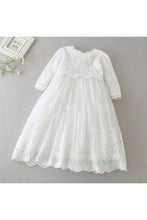 Load image into Gallery viewer, Julius Berger &amp; Carriage Boutique - Long Sleeve Lace Embroidery Scalloped Trim Christening Gown: 6/12