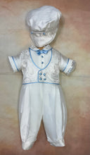Load image into Gallery viewer, Blue Gerry White Silk Boys Christening outfit by Piccolo Bacio  PB_Blue_Gerry_ws-ss_lp - Nenes Lullaby Boutique Inc