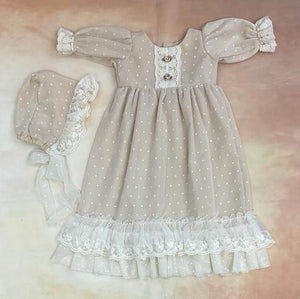 Frilly Frocks Emma Grace baby layette Gown with matching Bonnet