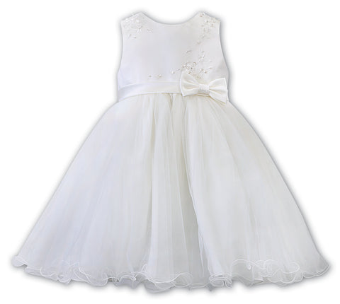 070111T Satin & Tulle Girls Ivory Special Occasion Dress beautiful for flower girl or any occasion