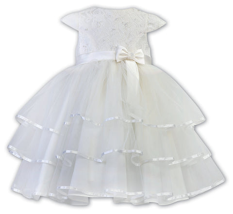 070122T Girls Ivory Three layer tulle skirt Lace top with pearl accents Beautiful Flower Girl Dresses/ Baptism