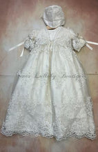 Load image into Gallery viewer, Trina Girls Silk Lace Christening Gowns Dress w/matching coat by Piccolo Bacio Couture - Nenes Lullaby Boutique Inc
