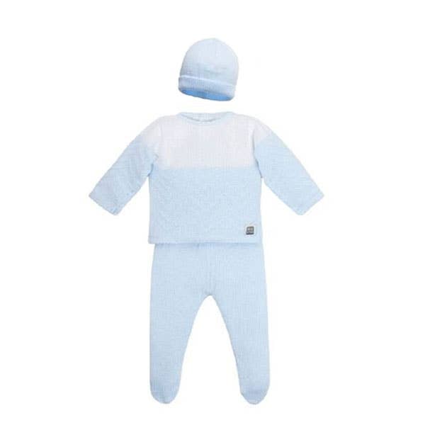Alfa  baby blue knit with matching hat 100% Cotton