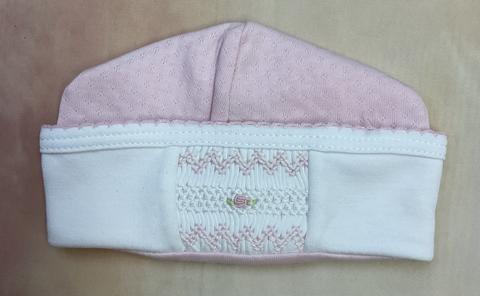 Baby infant Girl smocked hat pink/white