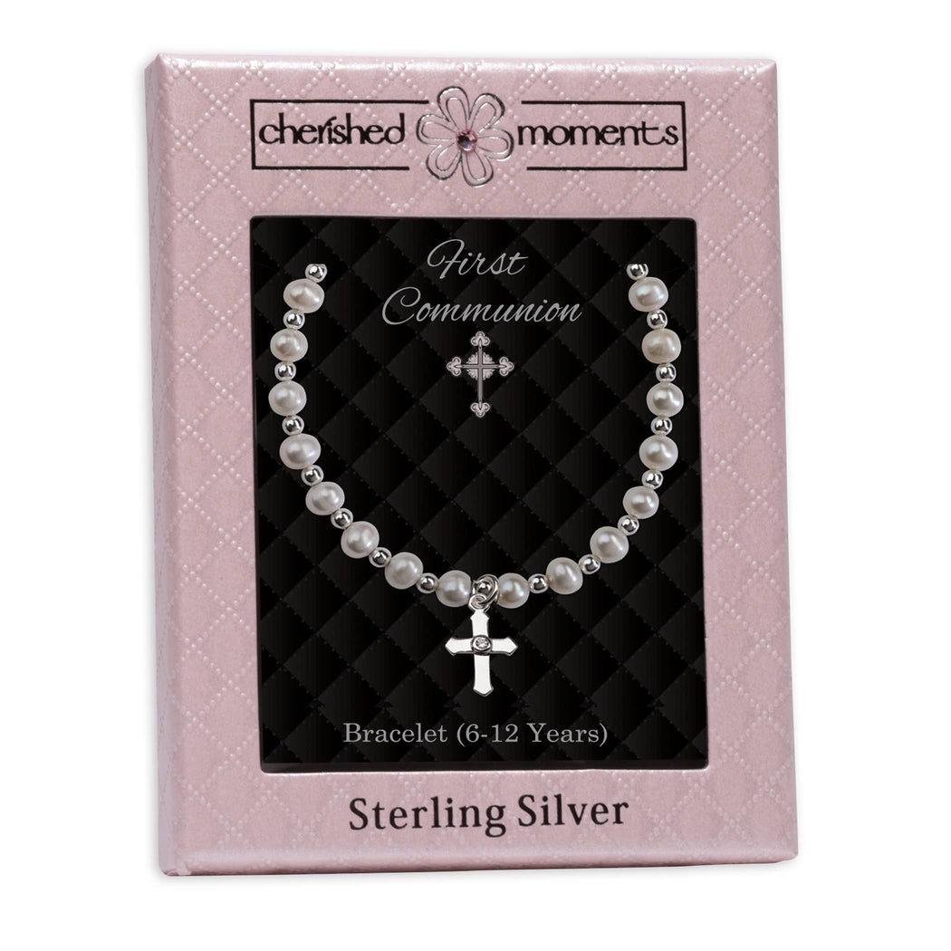Sterling Silver Girls First Communion Cross Bracelet FCB-12 - Nenes Lullaby Boutique Inc