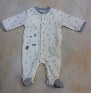 Little Boy Velvet Cream and gray square dot with bonney footed layette outfit #2716-Mayoral-Nenes Lullaby Boutique Inc