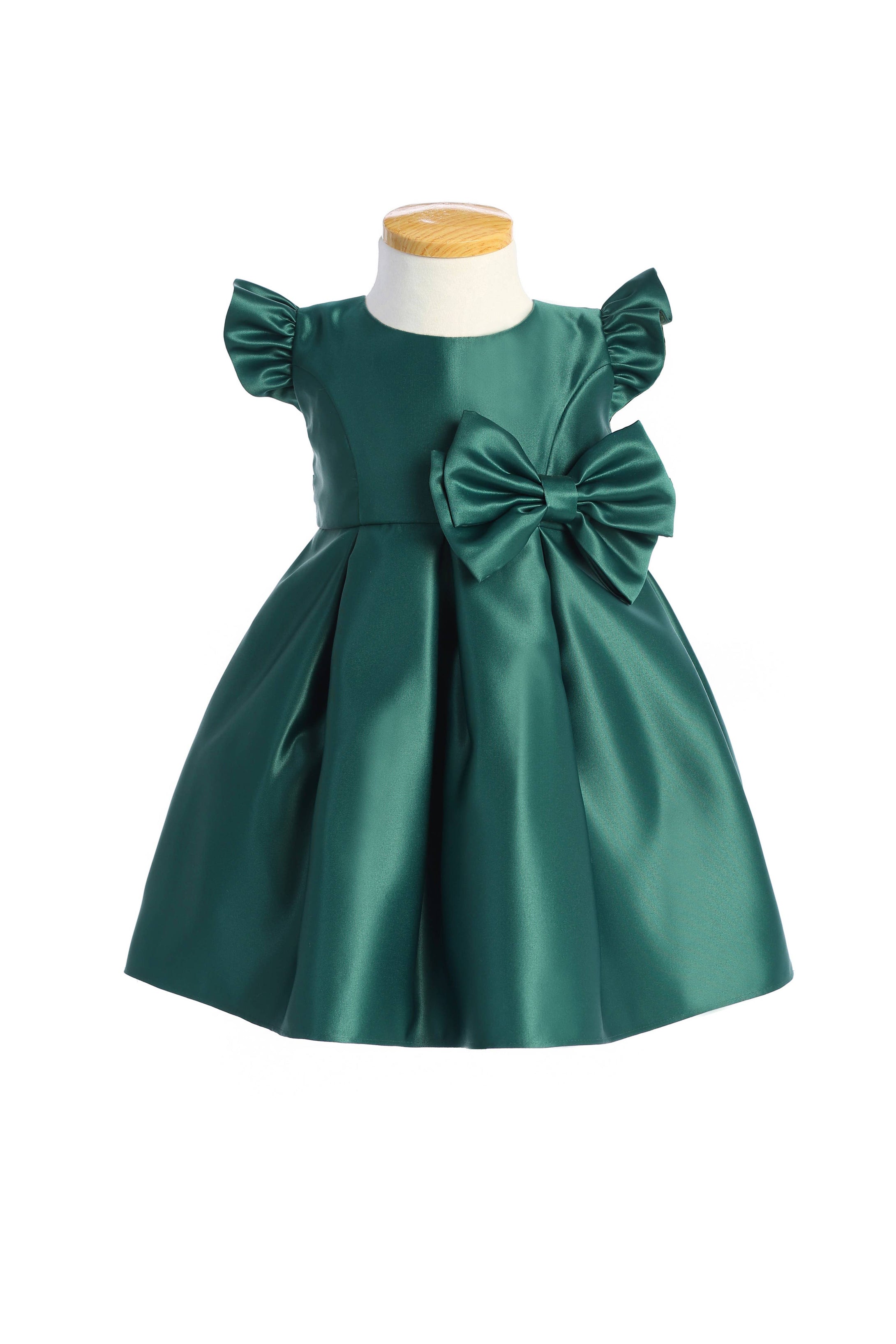 SK930 - satin pleated flutter sleeve with bow detail