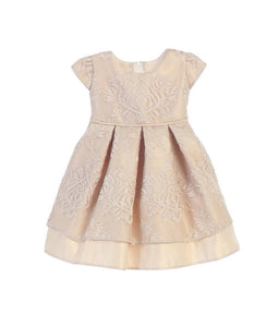 SK663 - soft vintage lace with satin baby girl dress: