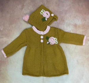 Poppy Sweater Gold for Infant Girl with matching hat