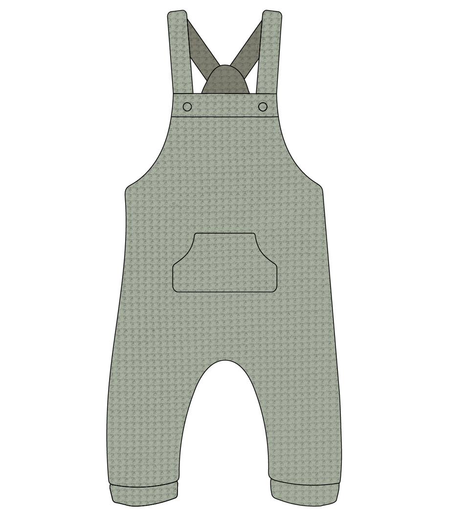 6-12m Sage Waffle Overalls