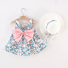 Load image into Gallery viewer, 2pcs Floral Print Bowknot Sleeveless Baby Dress: 9-12 Months / Pink