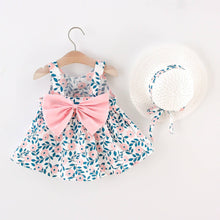 Load image into Gallery viewer, 2pcs Floral Print Bowknot Sleeveless Baby Dress: 6-9 Months / Pink