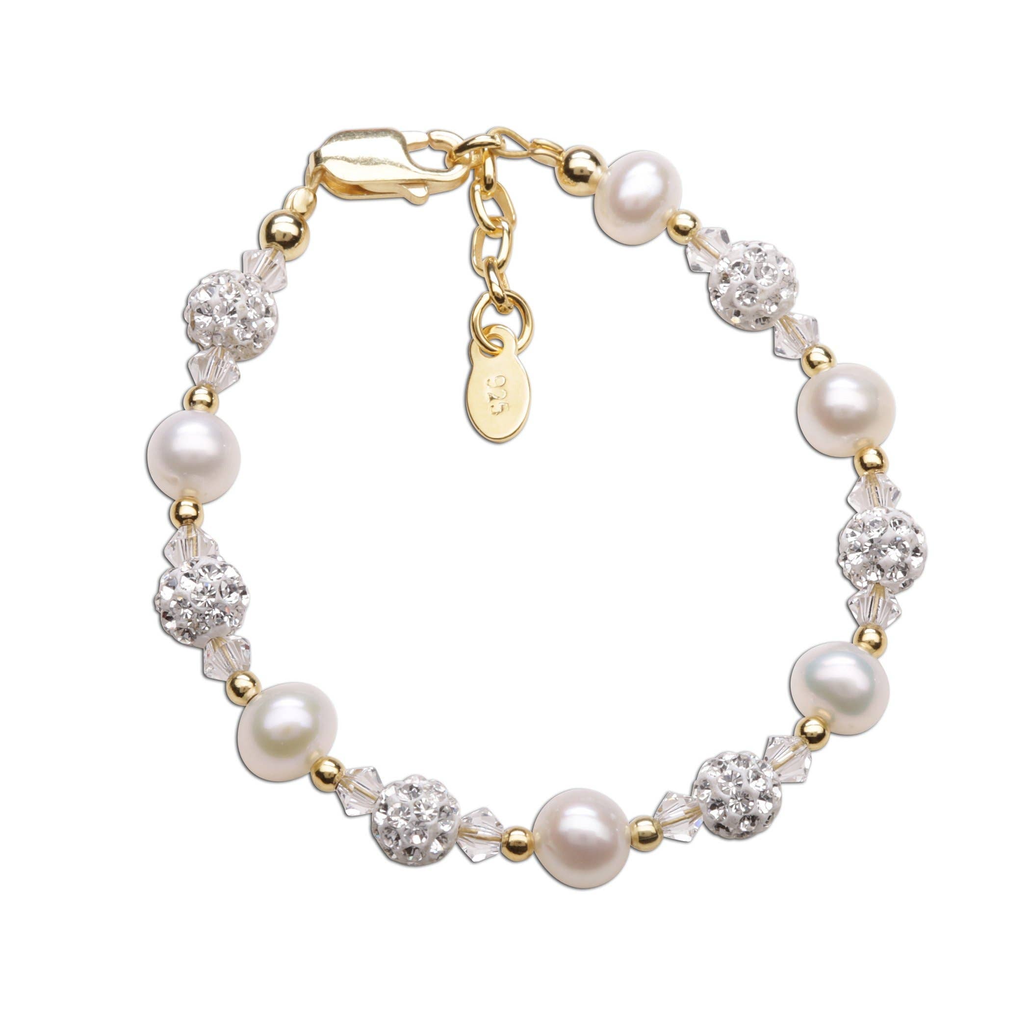 Children's 14K Gold Plated Pearl Baby Bracelet Kids Jewelry