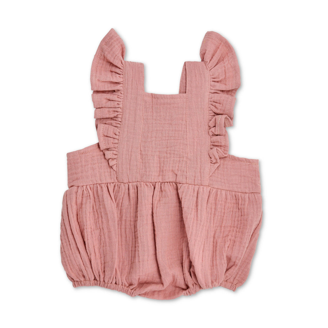 Terra Cotta Muslin Flutter Sleeve Romper - Nenes Lullaby Boutique Inc
