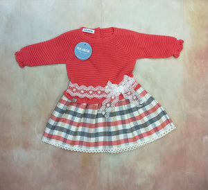 Infant & Toddler Knit Dress with woven mix Coral by Juliana Children's clothing