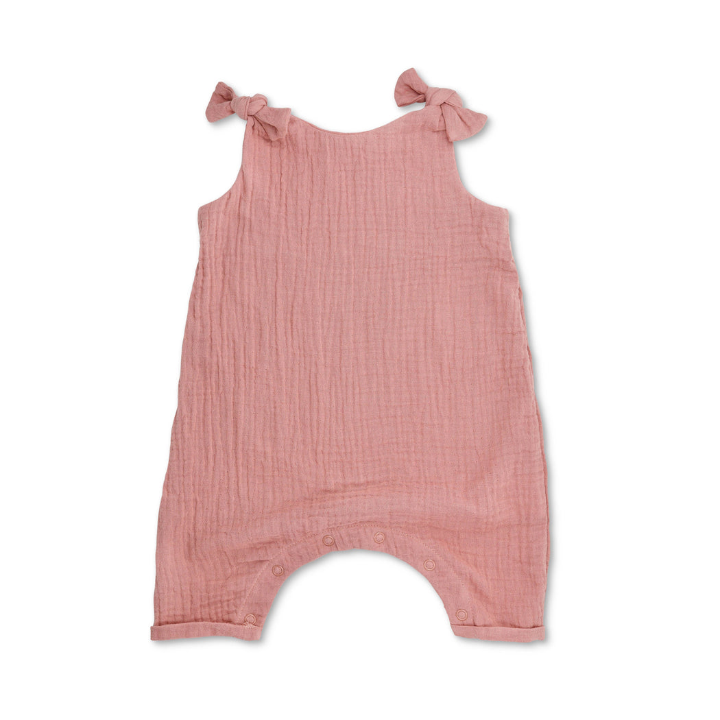 Terra Cotta Muslin Overall - Nenes Lullaby Boutique Inc