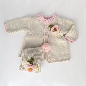 Poppy Sweater Ivory/pink for Infant Girl hat sold separately
