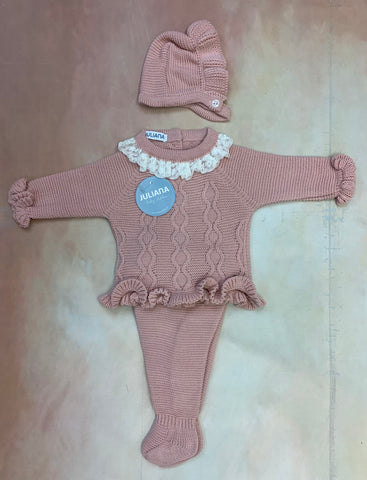 3 Piece Newborn girl knit sets J6044 by Juliana Baby Clothes
