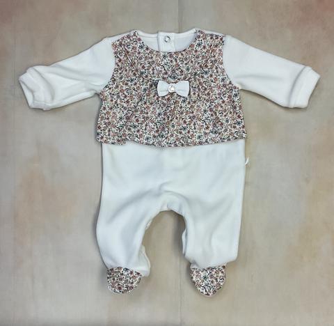 Infant girl layette floral design footsie