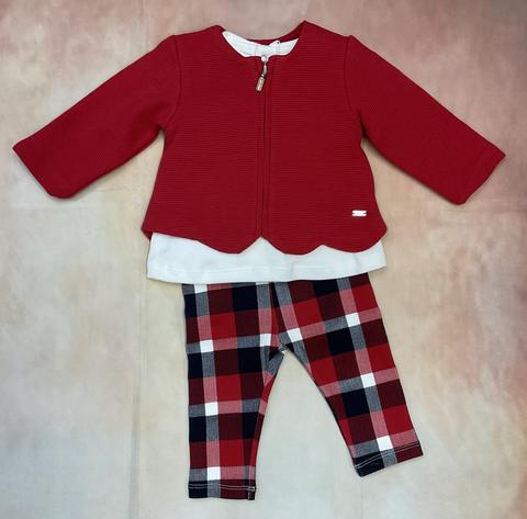 3 piece leggings red plaid holiday set Newborn girl