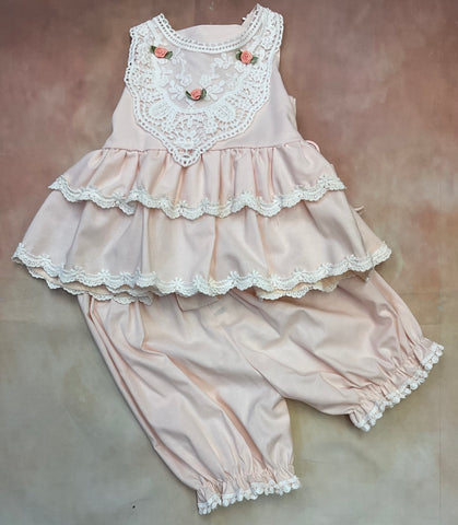 Caroline Bloomer Set Peachy Pink by Frilly Frocks