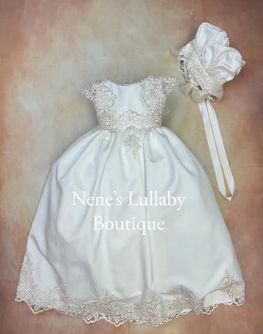 Piccolo Bacio Magie Christening Gown with matching bonnet-Piccolo Bacio Christening-Nenes Lullaby Boutique Inc