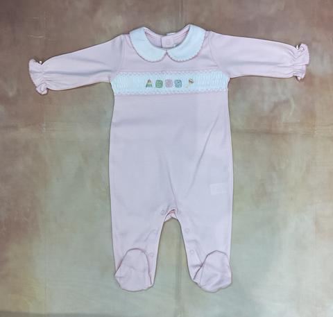 Infant baby ABC baby girl pink footie