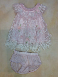 Baby Girls Lace Pink Dress w/panty BCDCHS304P-Biscotti Inc-Nenes Lullaby Boutique Inc