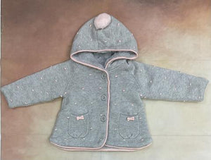 Pompon Woven  infant girl knit jacket