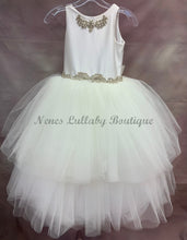 Load image into Gallery viewer, Dominique Custom Communion Dress with Jeweled Silk top &amp; two tier tulle skirt by Piccolo Bacio Couture