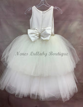 Load image into Gallery viewer, Dominique Custom Communion Dress with Jeweled Silk top &amp; two tier tulle skirt by Piccolo Bacio Couture