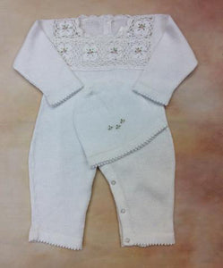 infant white girl 100% Cotton baby fine knit romper-Private Label-Nenes Lullaby Boutique Inc