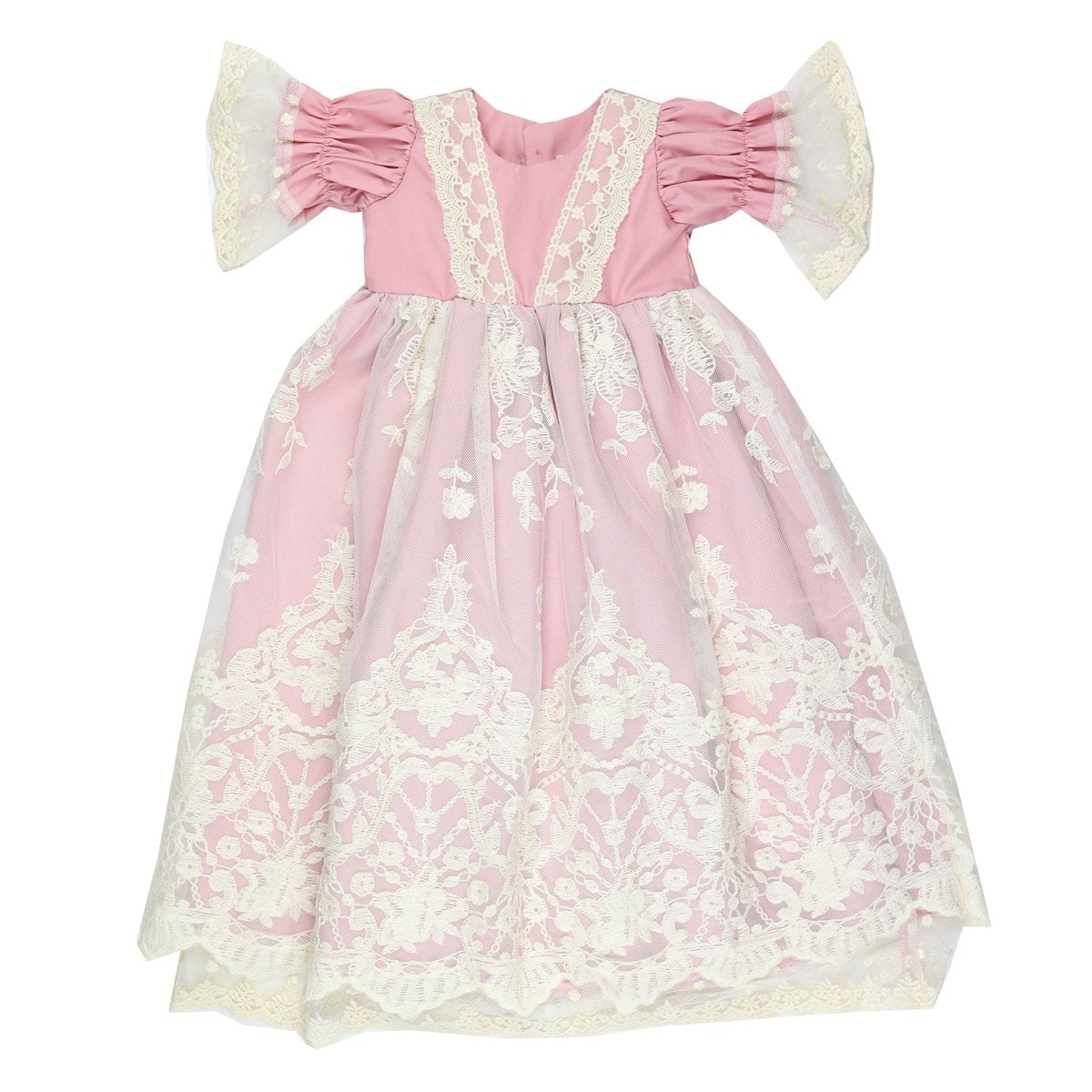 Frilly Frocks Rose Layette Gown with matching bonnet  FR001/02