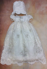 Load image into Gallery viewer, Gentil ChristeningGown made of lace Gown with matching Bonnet-Nenes Lullaby Boutique Inc-Nenes Lullaby Boutique Inc
