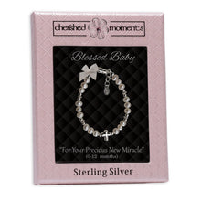 Load image into Gallery viewer, Girls Sterling Silver Pearl Cross Baby Bracelet Baptism Gift