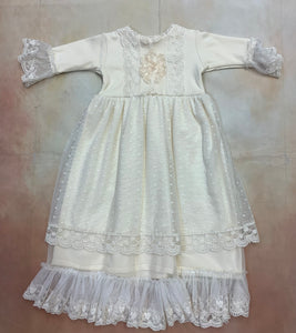 Frilly Frocks Ivory baby layette Gown