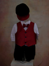 Load image into Gallery viewer, Boys Jacquard Vest Velvet Knicker Holiday Outfit with matching rider cap LKC567 - Nenes Lullaby Boutique Inc
